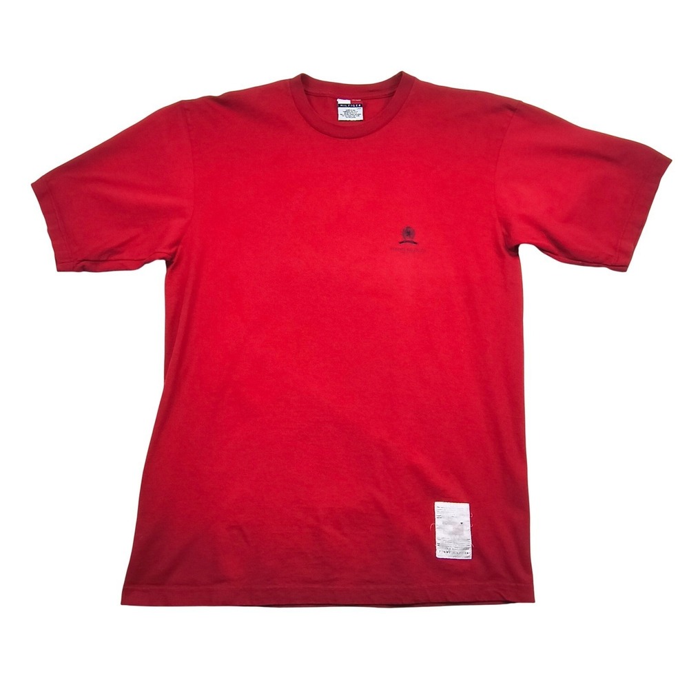 Tommy Hilfiger Mens Large Slim Red Crest Logo T-Shirt Made in USA Vintage‎ 90s